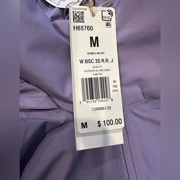 NWT! Adidas BSC 3-Stripes RAIN.RDY Jacket - Women's Size M H65760 Magic Lilac - Picture 14 of 14